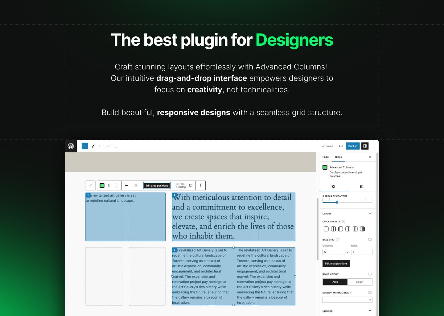 Advanced Columns Block: Layout builder