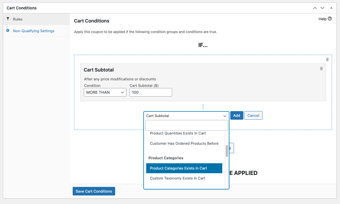 Cart Conditions (Coupon Rules)