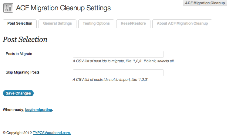 Settings - Post Selection