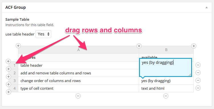 <p>Grab the rows and columns in the grey area and drag them.</p>