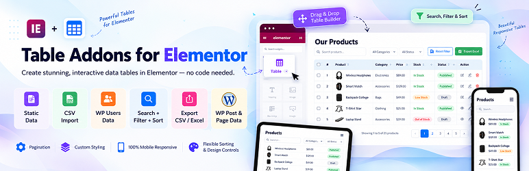 Table Addons for Elementor – Responsive Table Builder preview