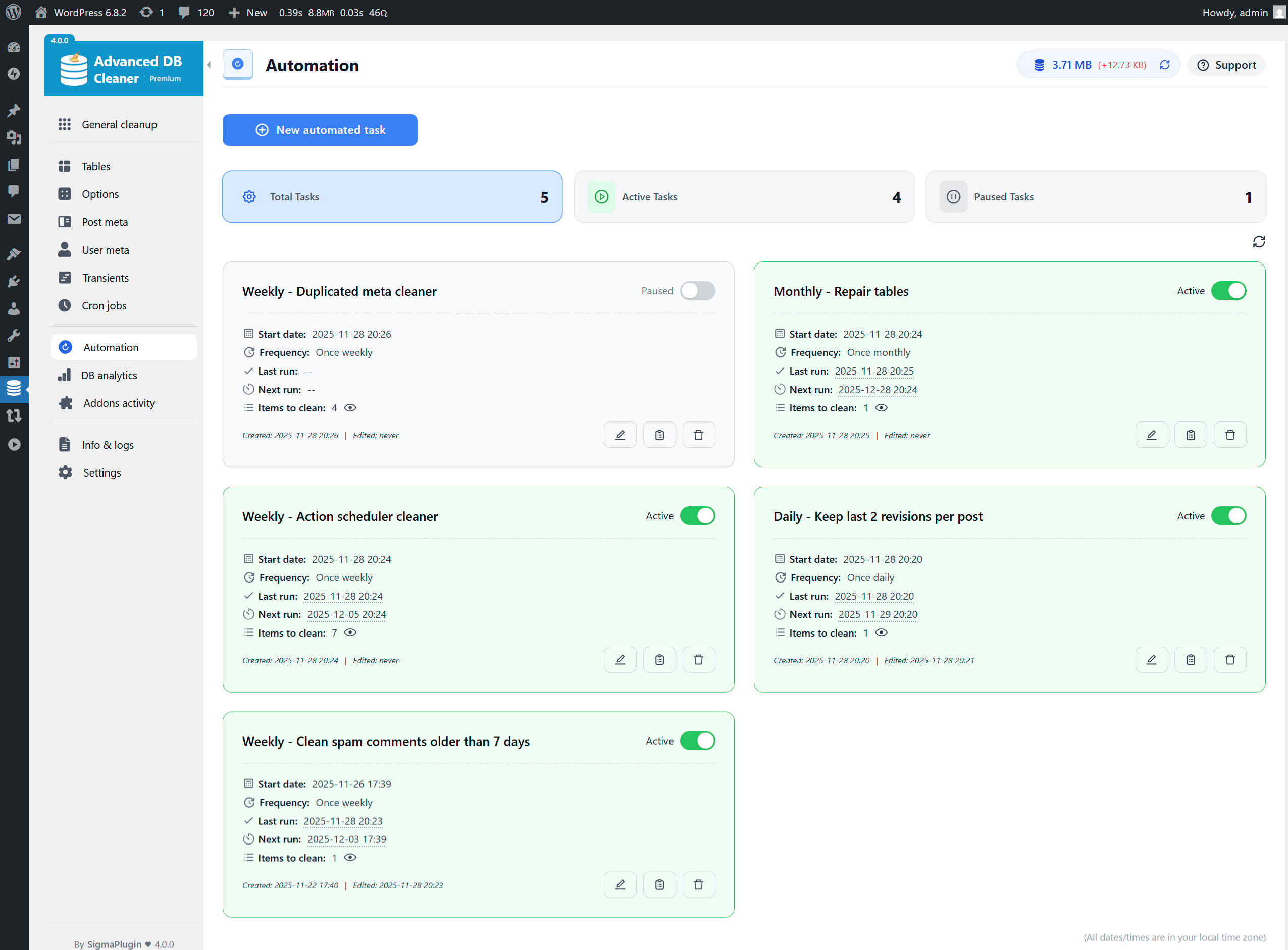 Automation cleanup tasks overview