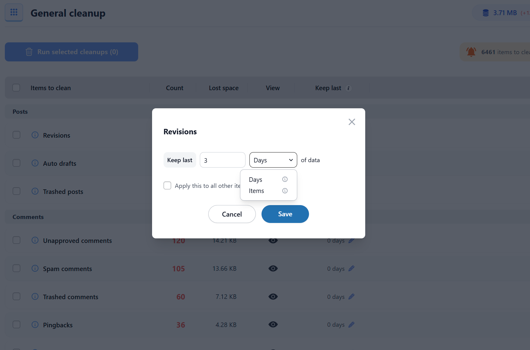 Keep Last rules - Revisions example (keep last X items in Premium)