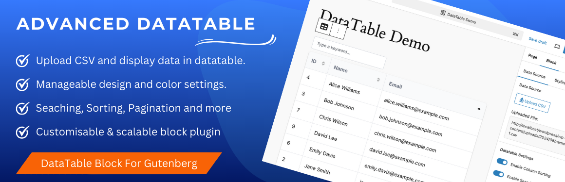 Advanced Datatable – Enabling CSV uploads &amp; dynamic data visualization in data tables