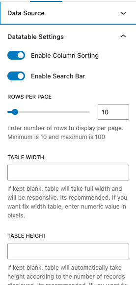 You can change / update the configurable settings of datatable as per your requirements.