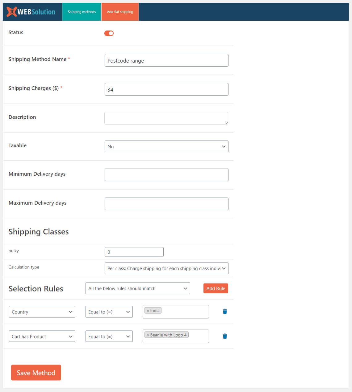 Conditional shipping & Advanced Flat rate shipping rates / Flexible shipping for WooCommerce shipping