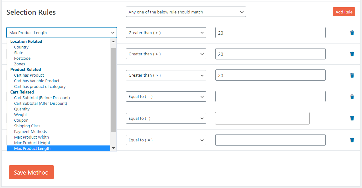 Conditional shipping & Advanced Flat rate shipping rates / Flexible shipping for WooCommerce shipping