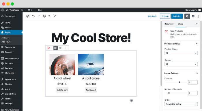 WooCommerce Products: PublishPress Blocks comes with a block to display your latest WooCommerce products.