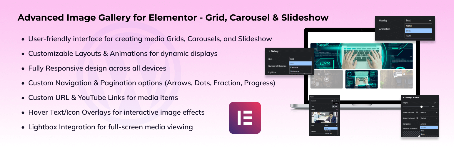 WordPress 外掛 Advanced Image Gallery for Elementor – Grid, Carousel & Slideshow 的封面圖片。