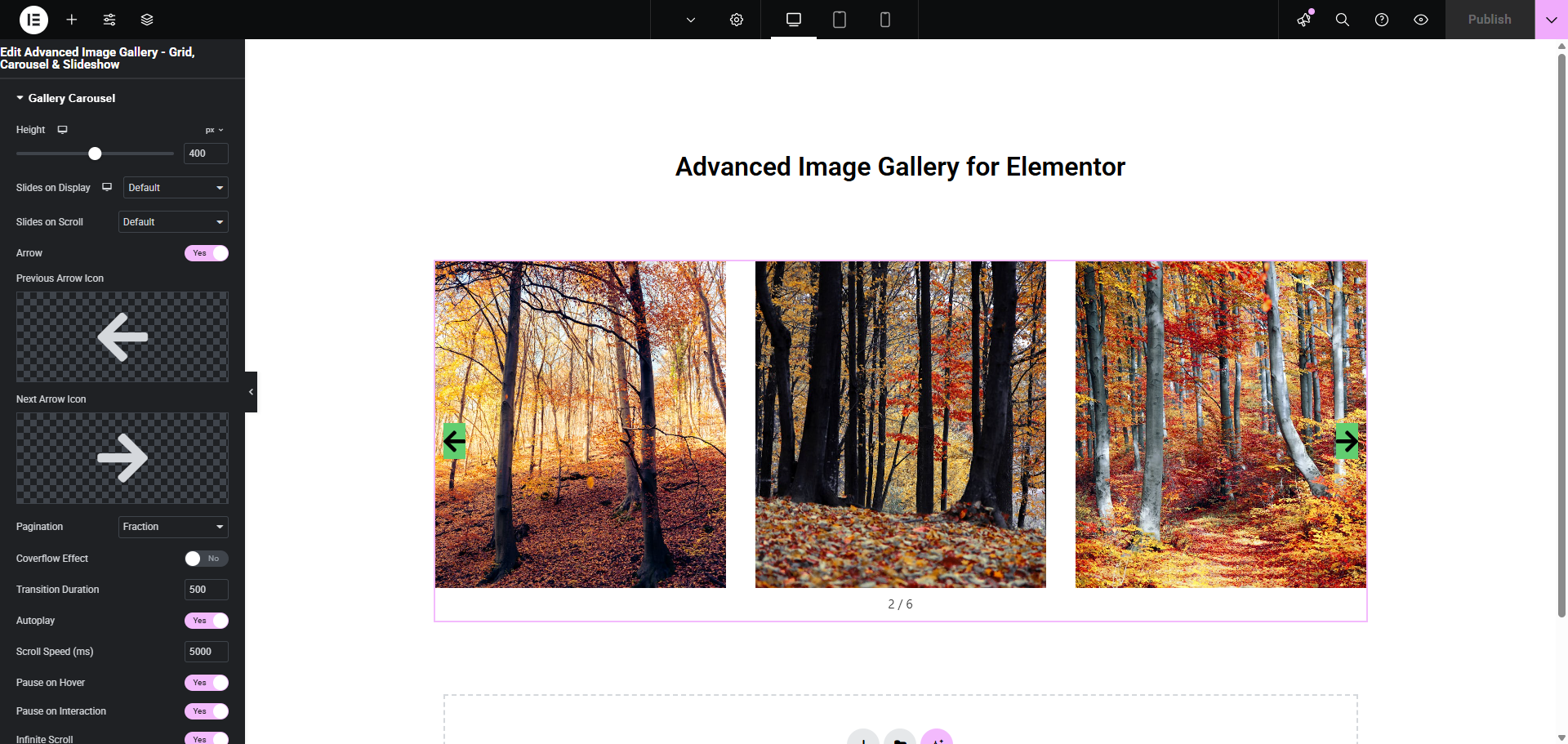Navigation Options - Arrows, dots, fraction, and progress bar pagination styles