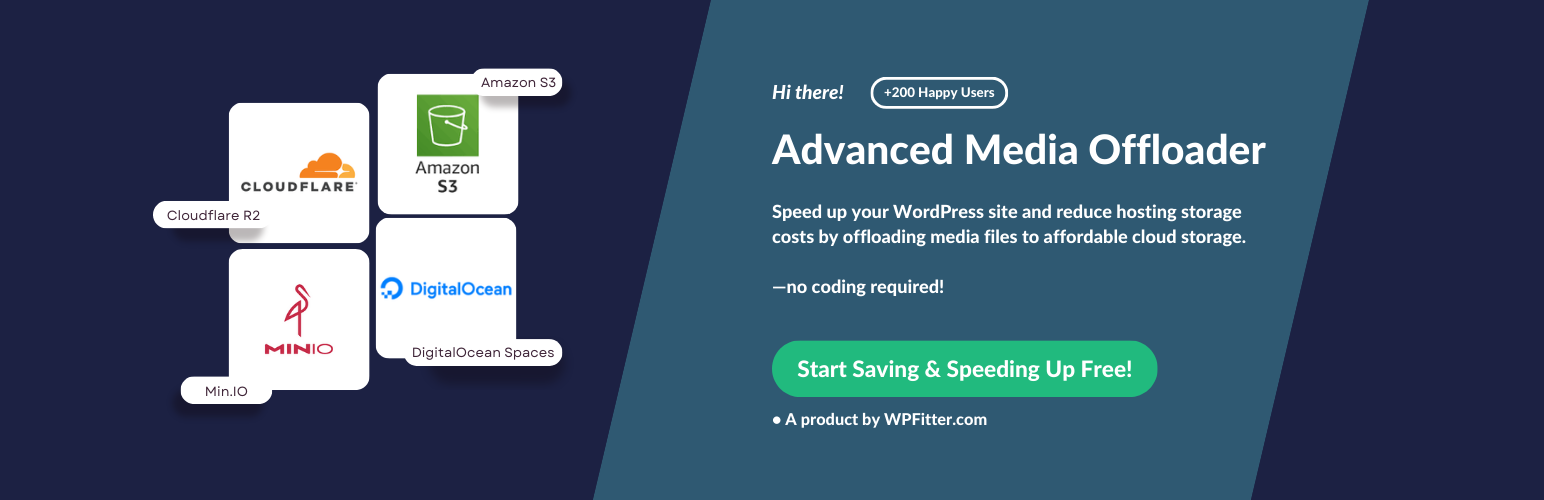 WordPress 外掛 Advanced Media Offloader 的封面圖片。