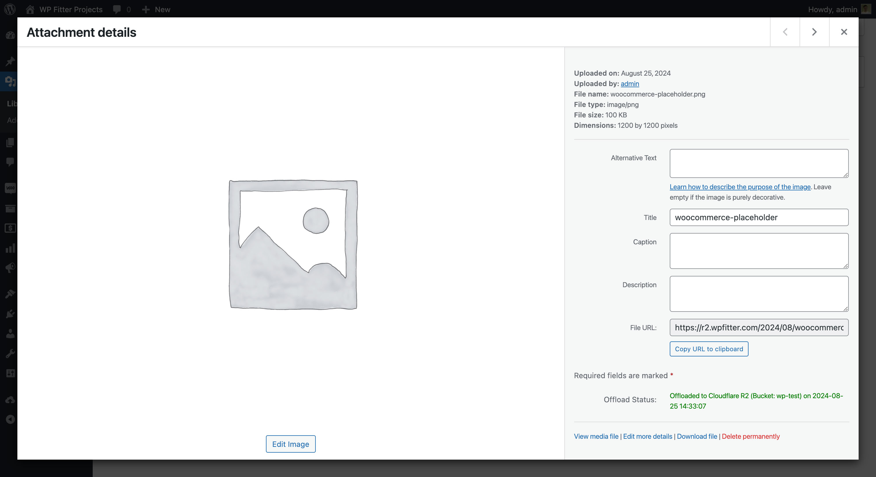 Attachment details page - View the offload status of individual media files.