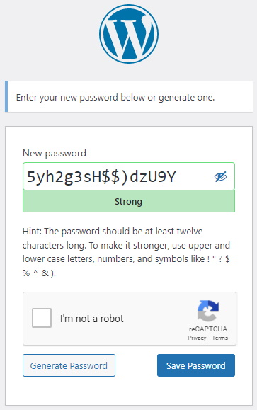 ReCAPTCA V2 "I'm not a robot" in the password reset form.