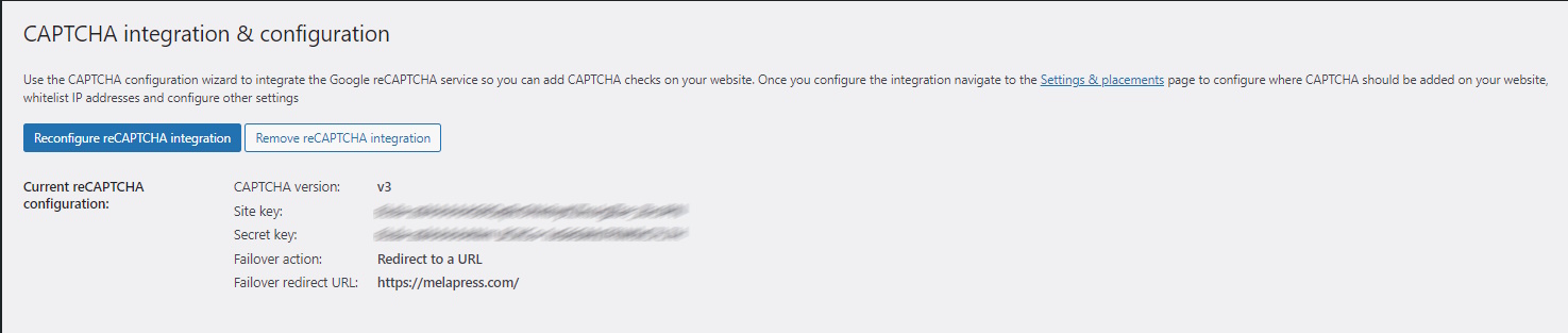The CAPTCHA configuration can easily be seen in the plugin's configuration page.