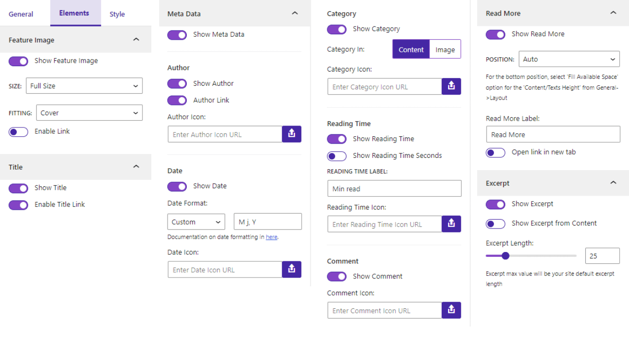 Settings- Elements