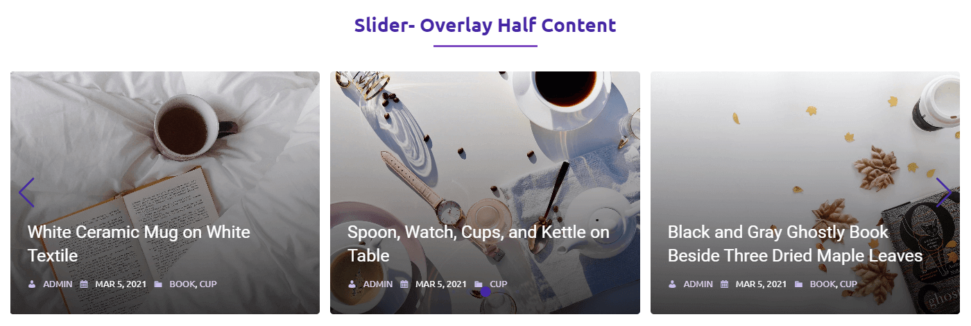 Slider- Overlay Half Content