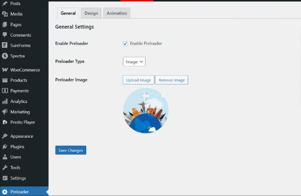 General Settings Screen