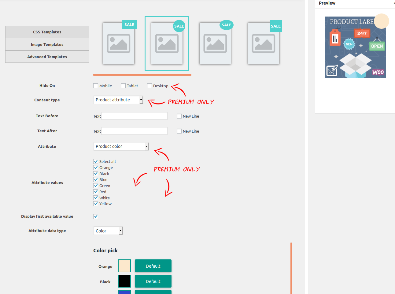 Label Attribute for Content Type