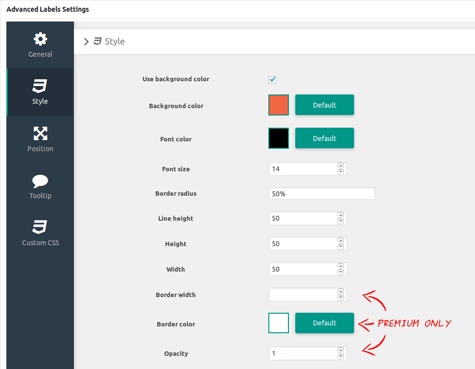 Label Styles1. General settings