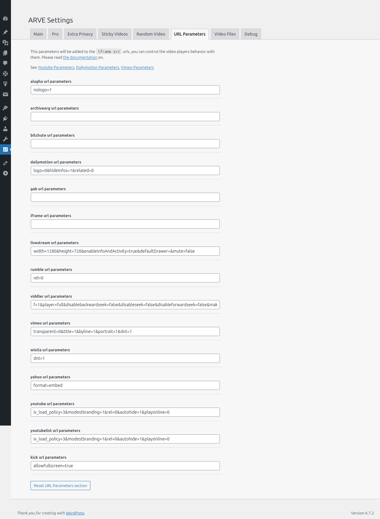 URL Parameter Options