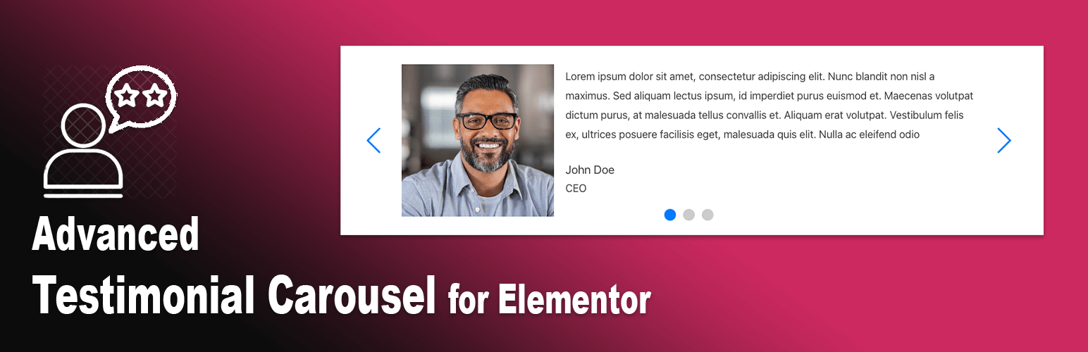 WordPress 外掛 Advanced Testimonial Carousel For Elementor 的封面圖片。
