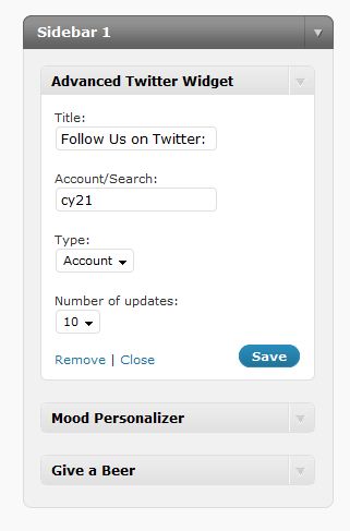 Example in Widget Admin