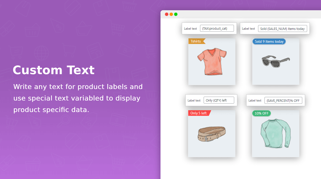 Change labels text and use special text variables