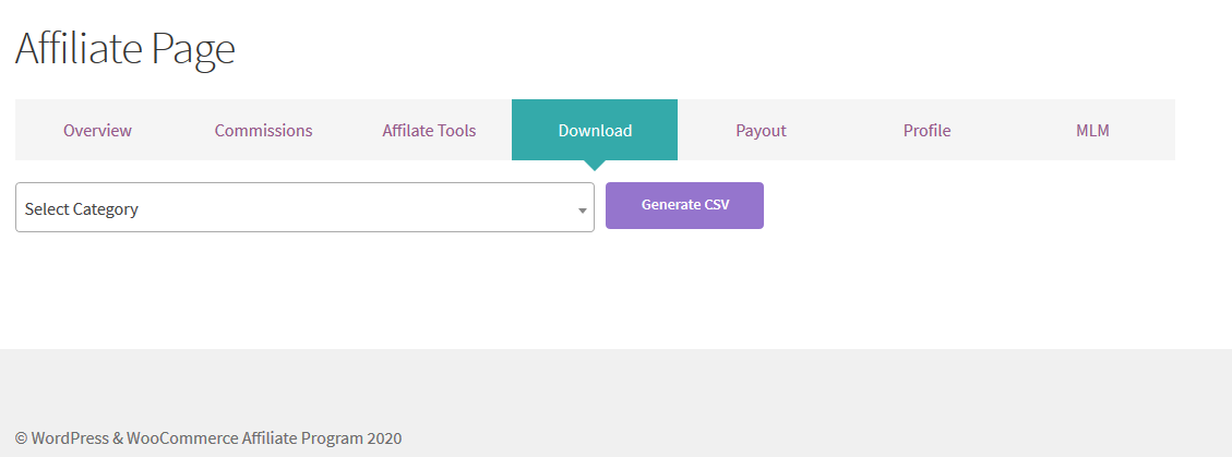 The Affiliate Download Section allow you to get CVV of different categories.