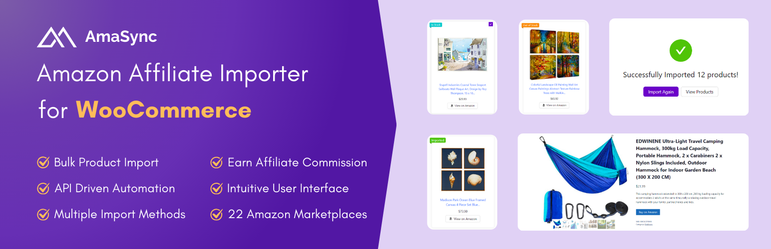 WordPress 外掛 AmaSync – Amazon Product Importer & Affiliate for WooCommerce 的封面圖片。
