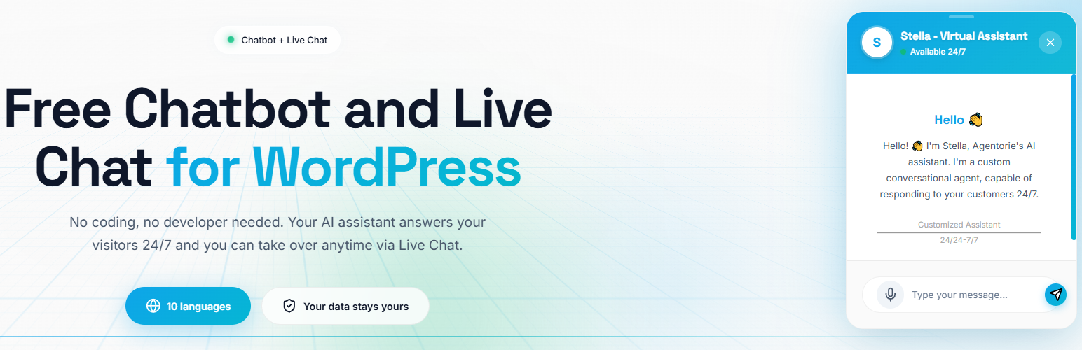 WordPress 外掛 Agentorie Chat 的封面圖片。