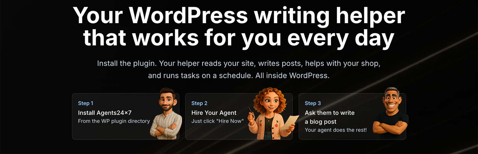 Agents24x7 – AI Helper for Your Site: write SEO posts, grow traffic