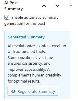 Summary generation in action with real-time updates