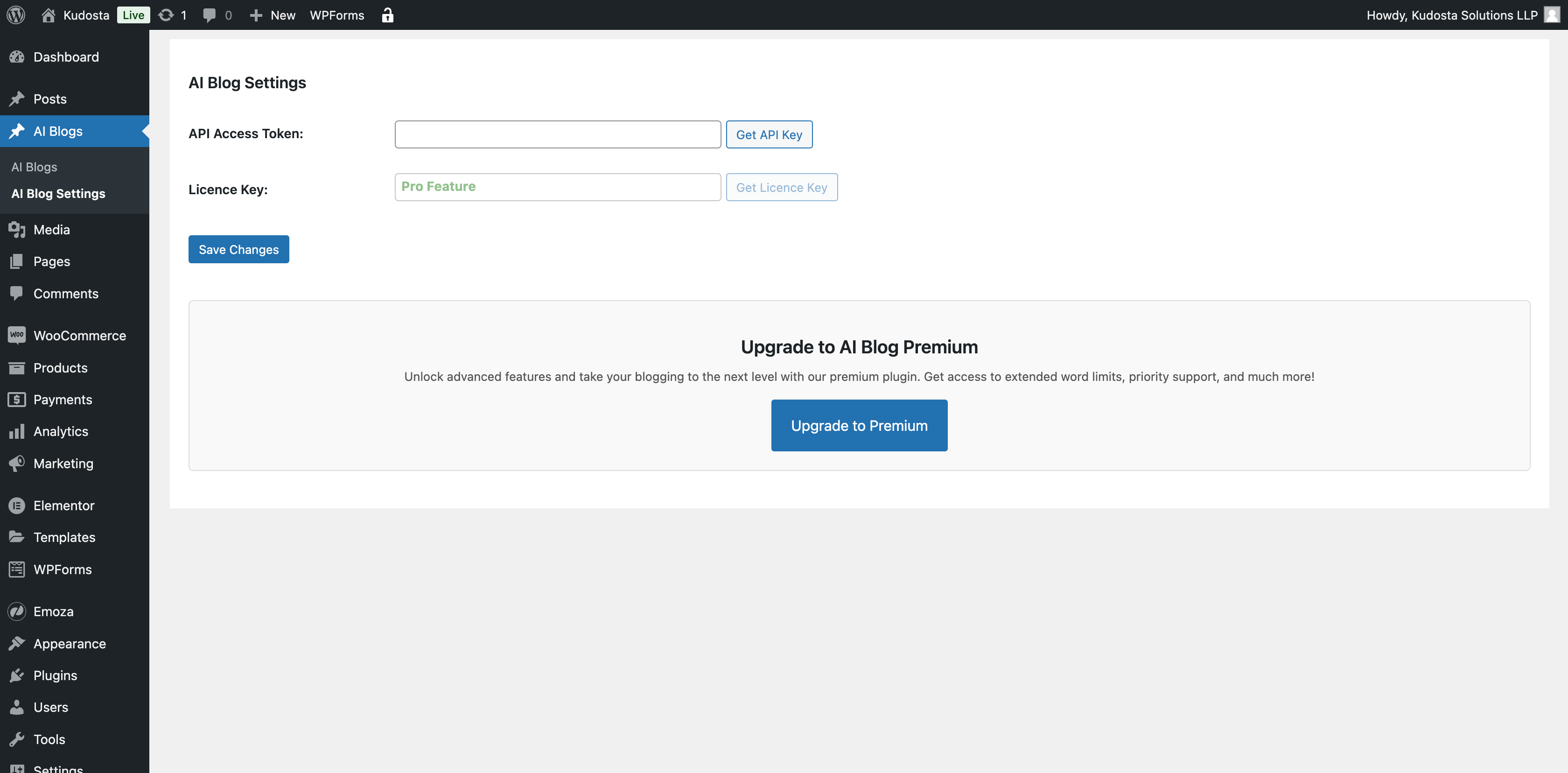 Settings Page
Configure your OpenAI API credentials.