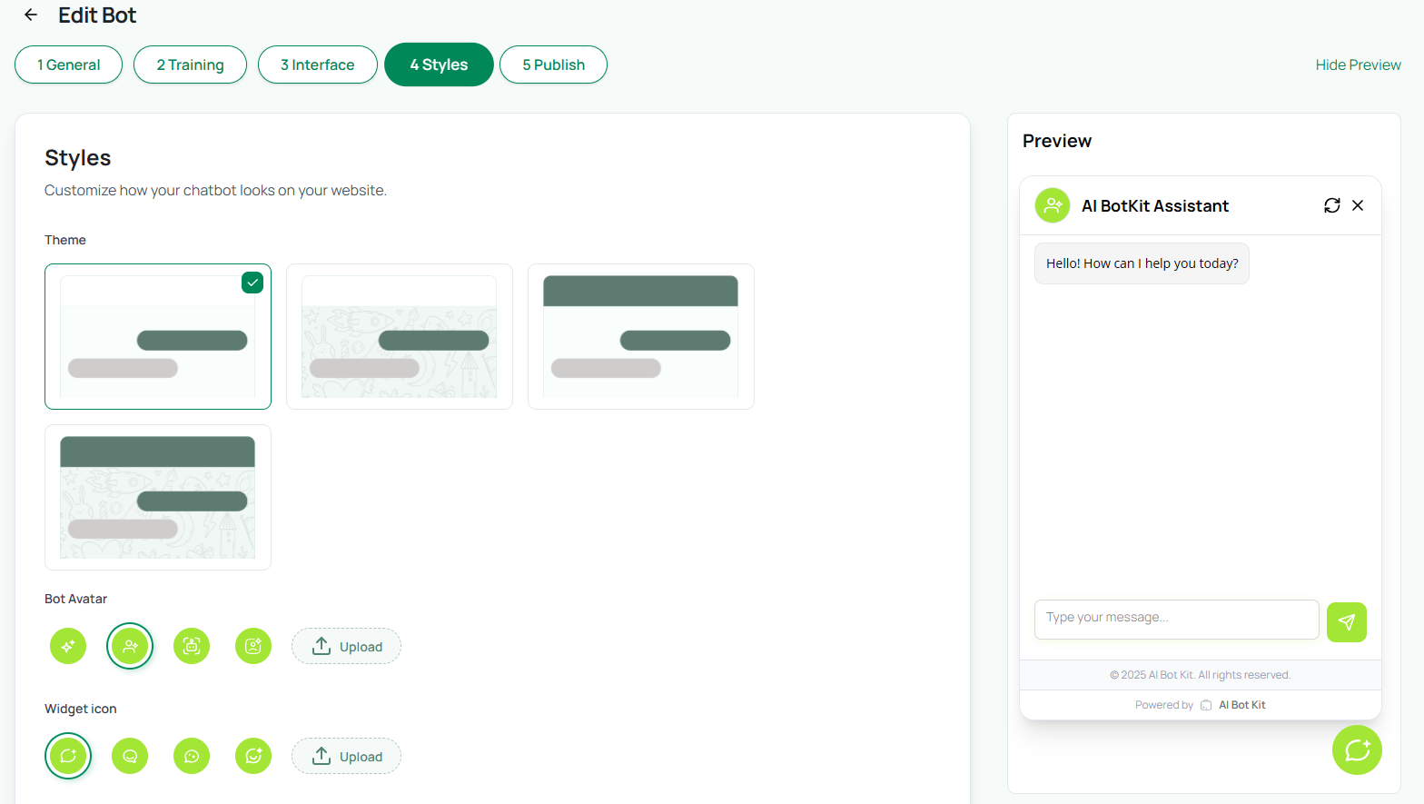 Chatbot Appearance Settings