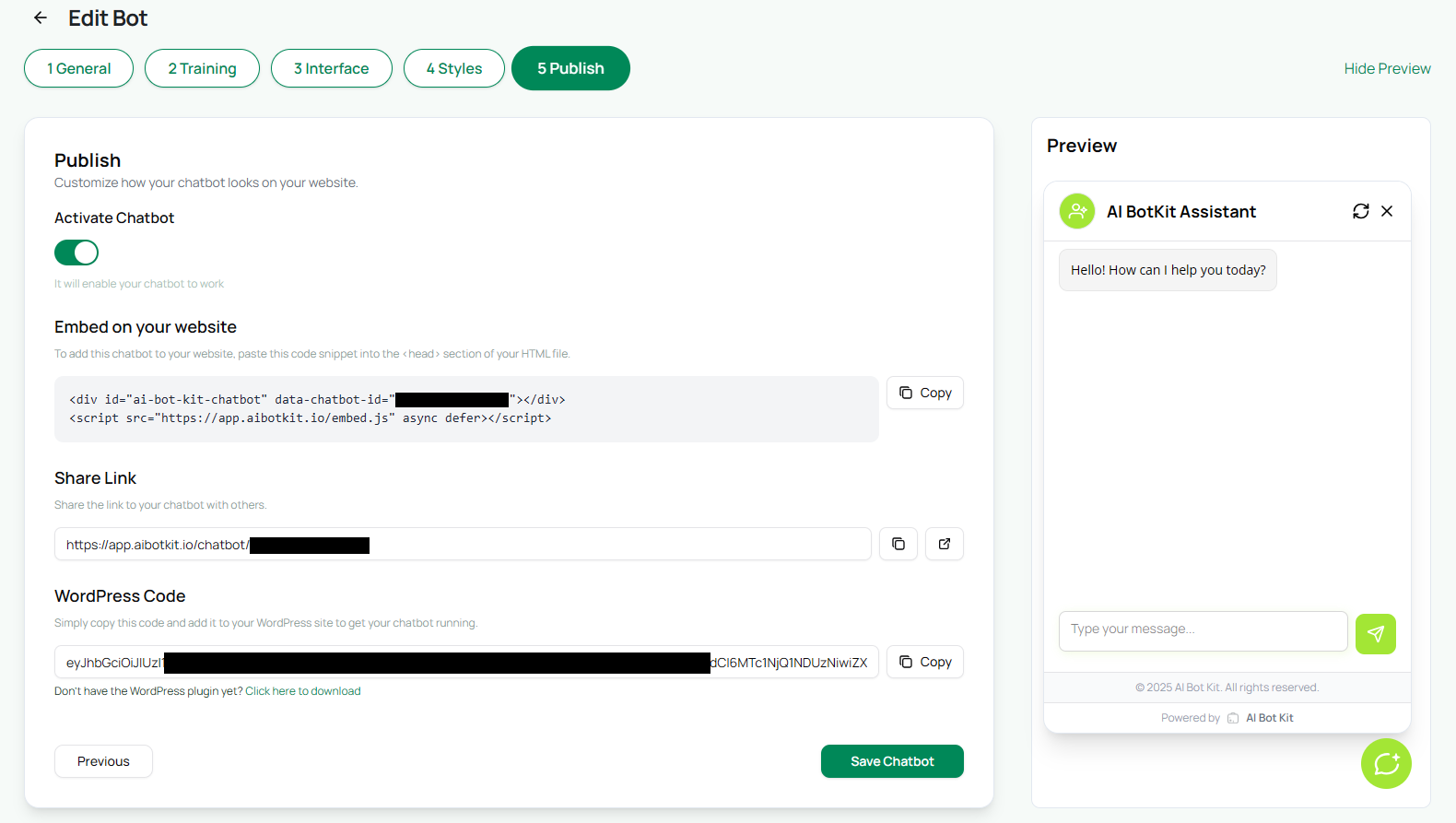 Chatbot Publish and Connections