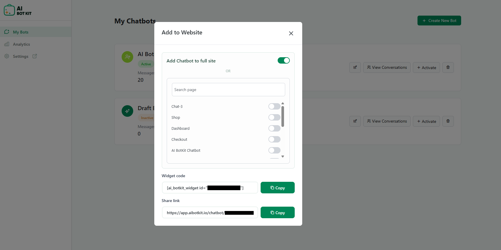 Publish Chatbot on WordPress