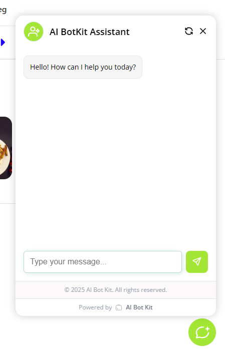 Chatbot Widget on Front End