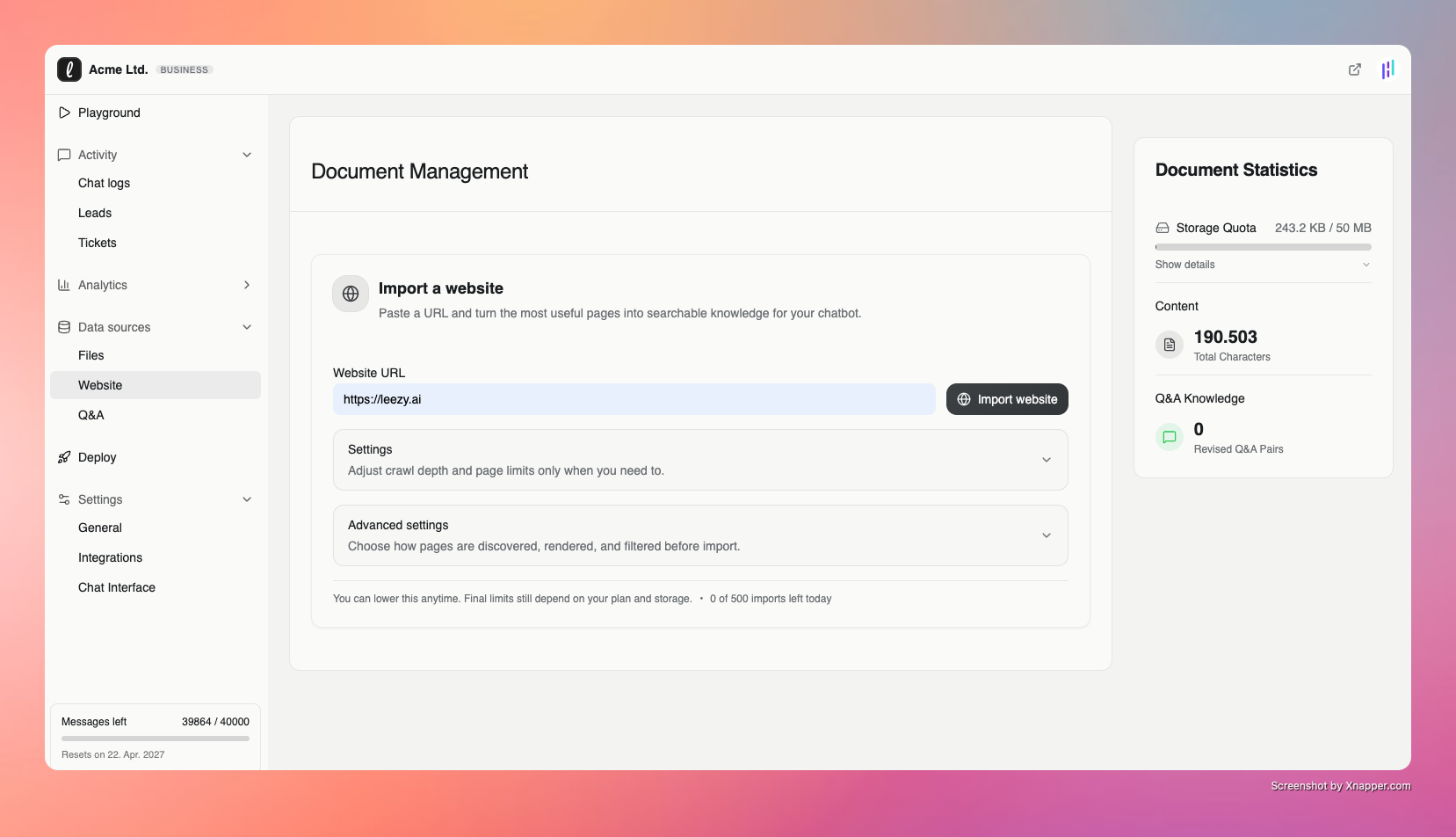 Leezy – AI Chatbot for Customer Support