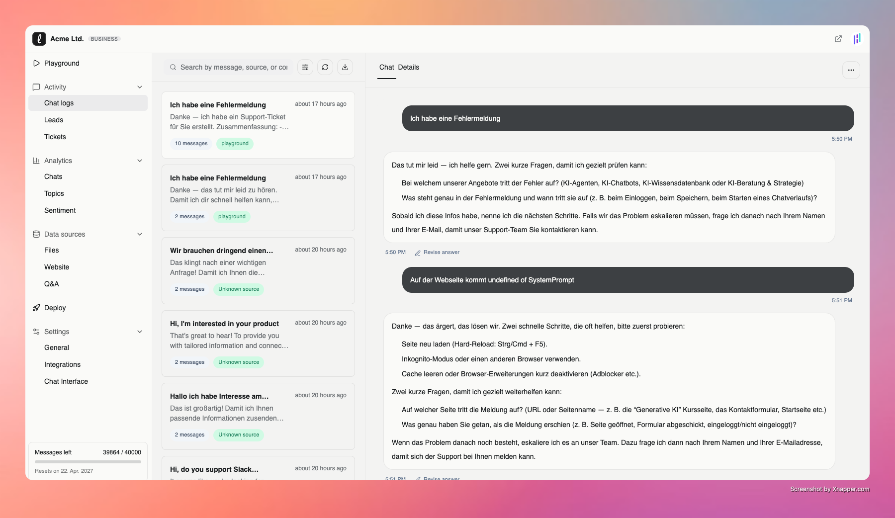 Leezy – AI Chatbot for Customer Support