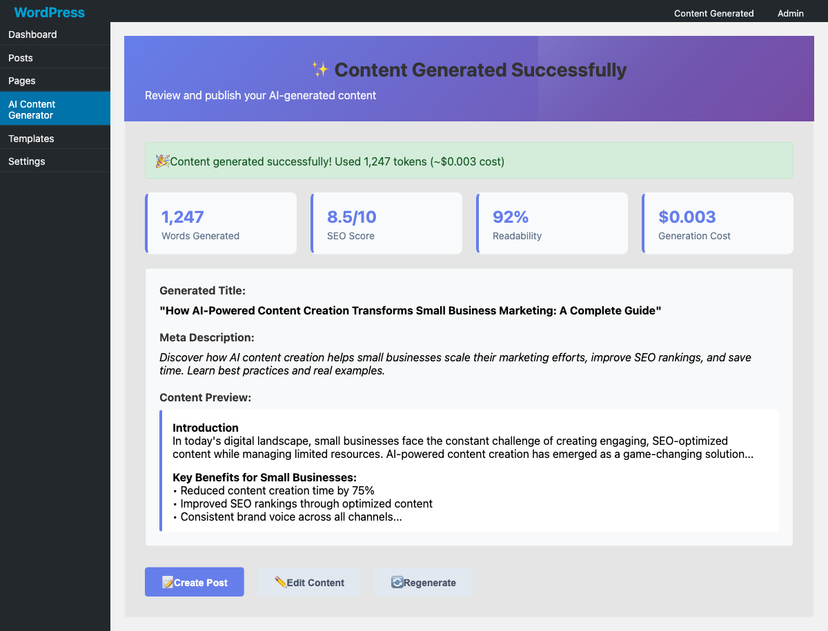 Template management screen