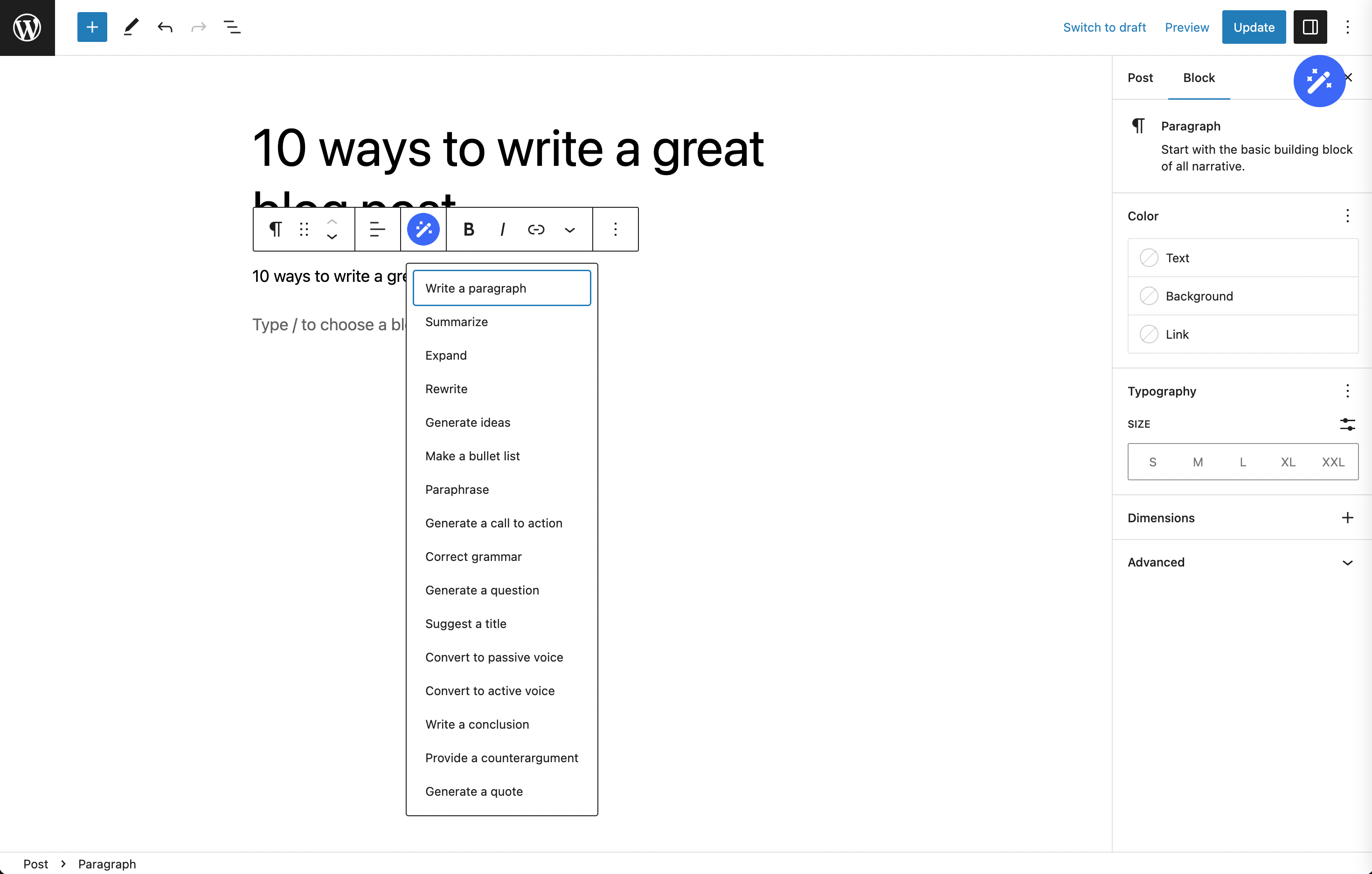 AI Assitant - Integrated with Gutenberg Editor