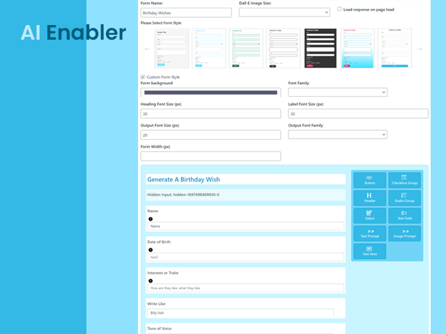 Form builder screen