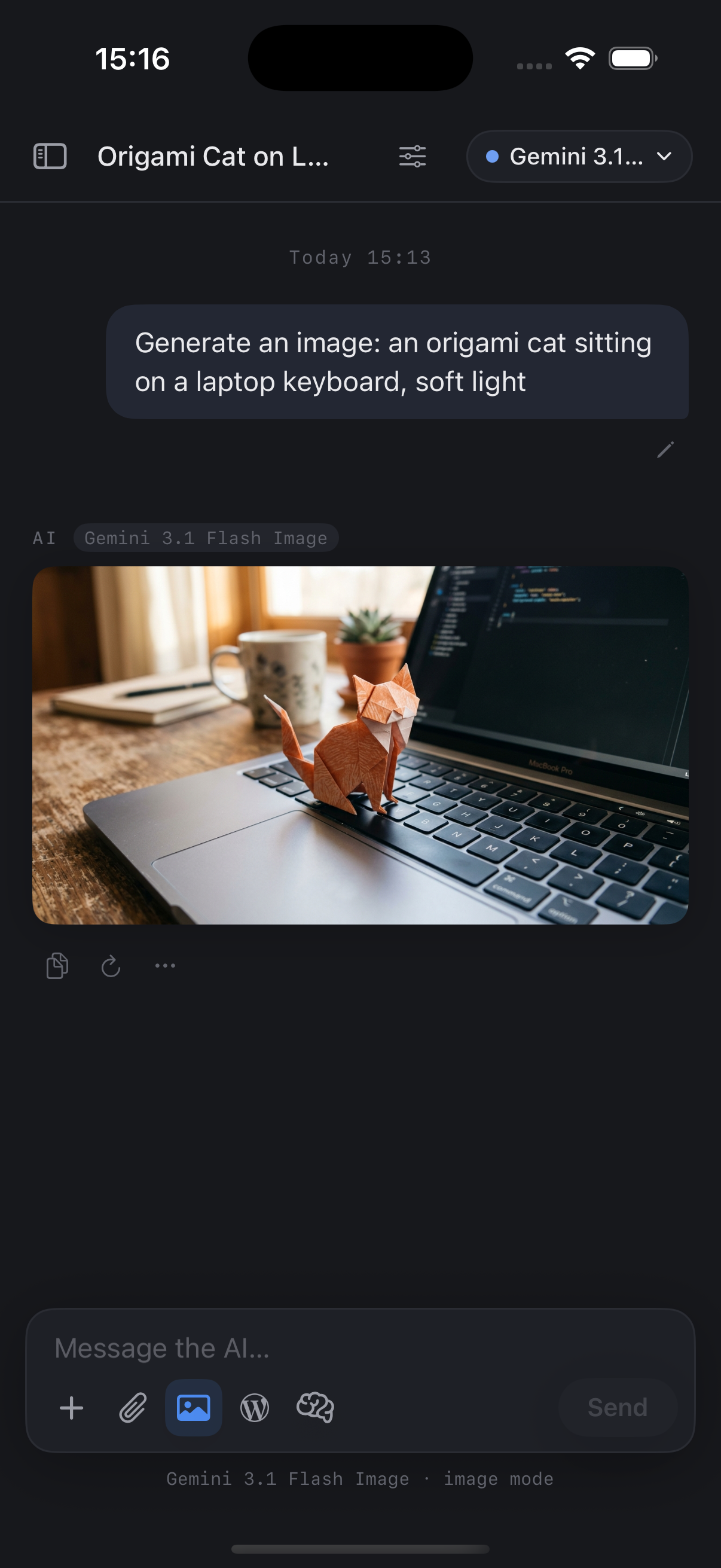 Image generation in the iOS app, using your own API keys through your own site.