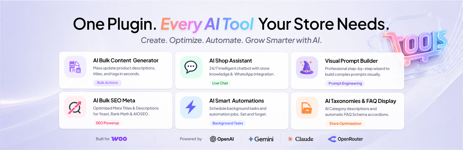WordPress 外掛 AI Product Tools – Bulk Product Content Generator & AI Toolkit for WooCommerce 的封面圖片