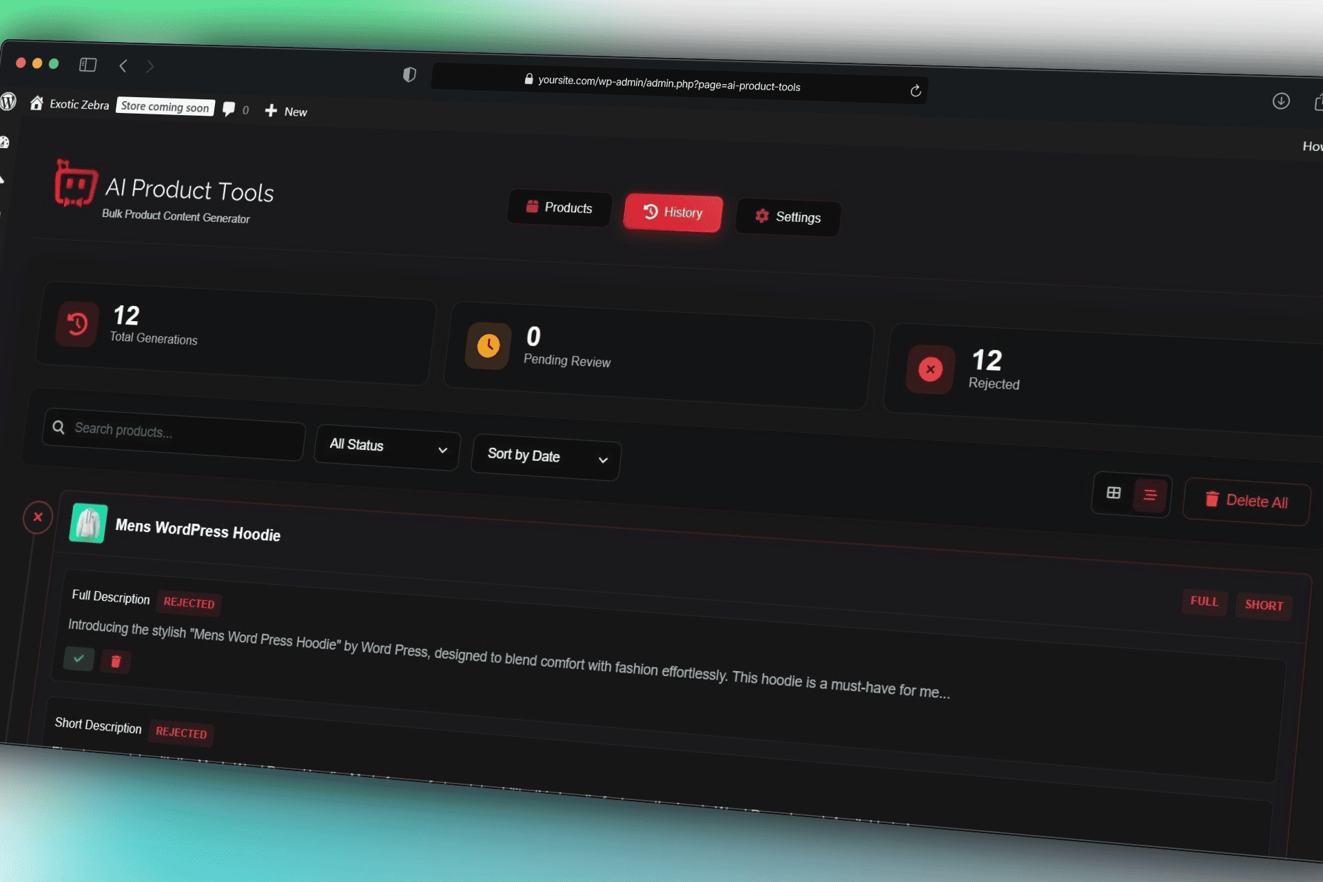 Generation History Feature