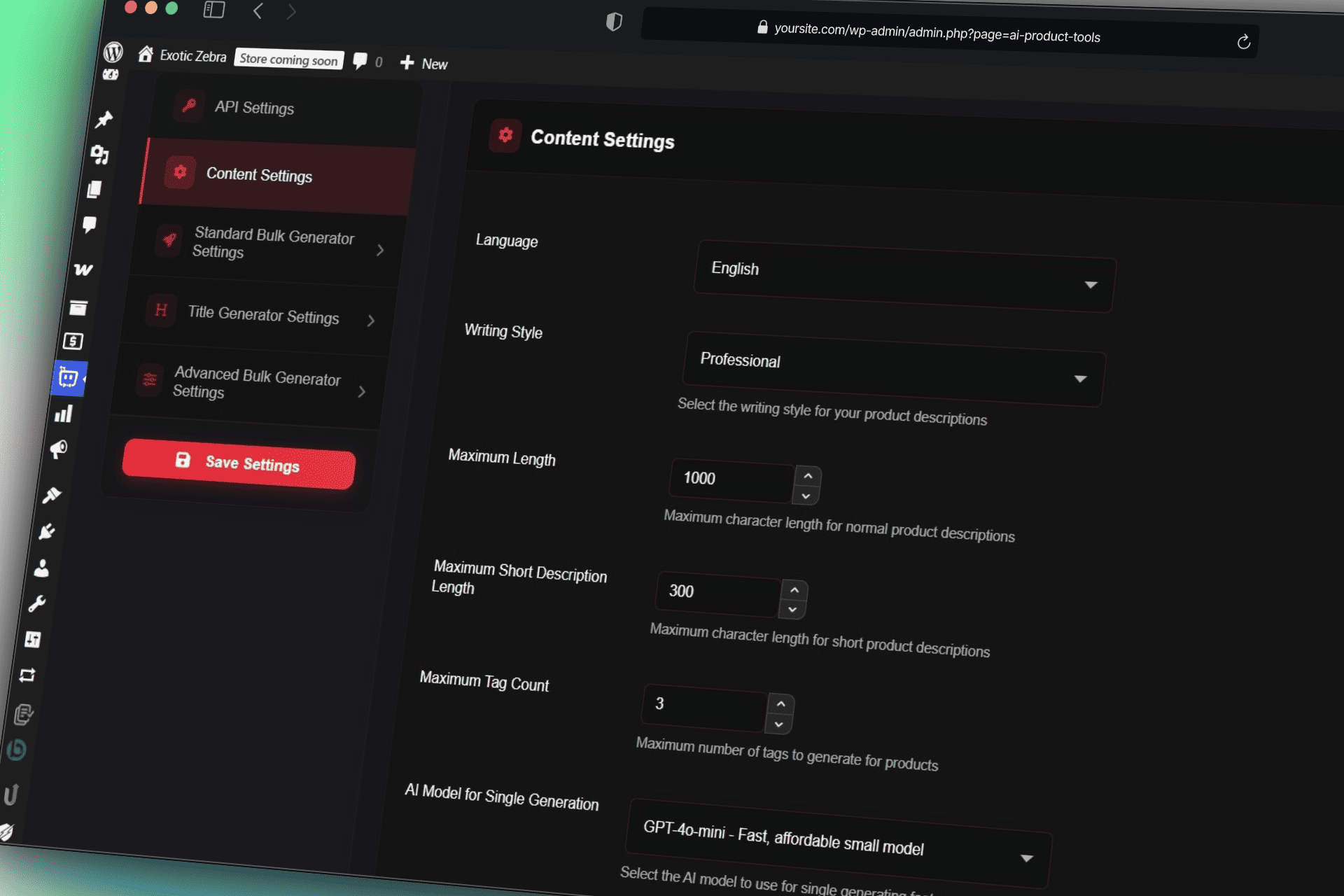 Content Settings