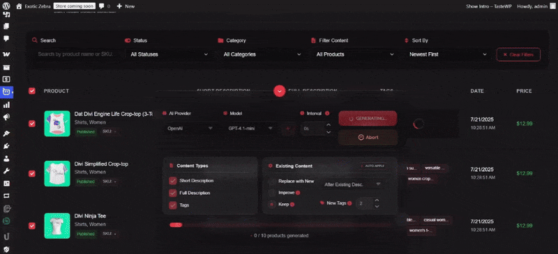 Single Approval Process Generated Product Content