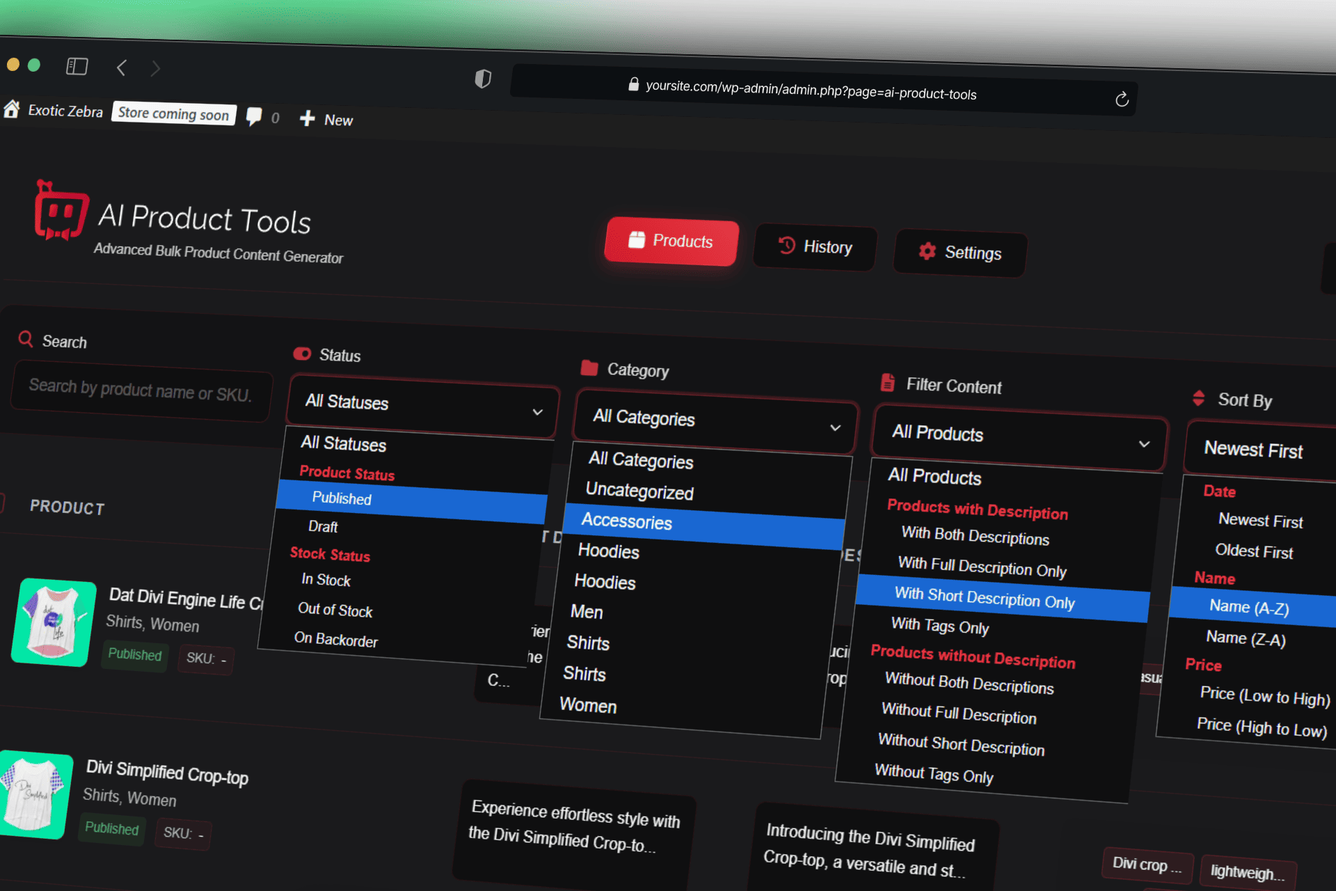 Detailed Product Filters