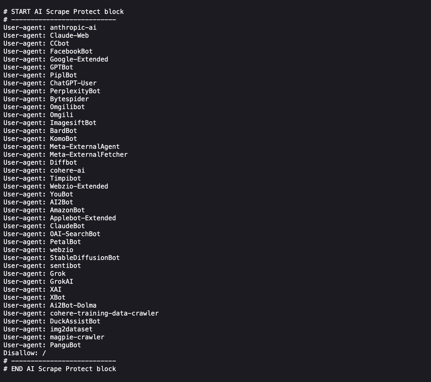 robots.txt File Example: Shows how the plugin updates the robots.txt file.