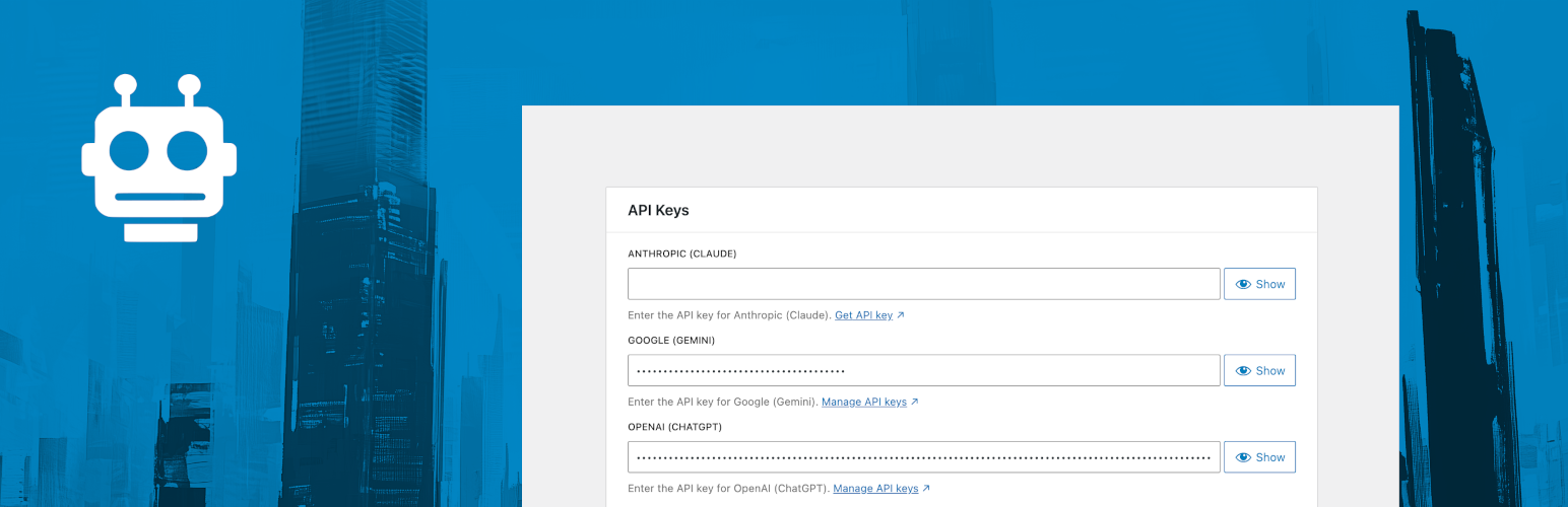 WordPress 外掛 AI Services 的封面圖片。